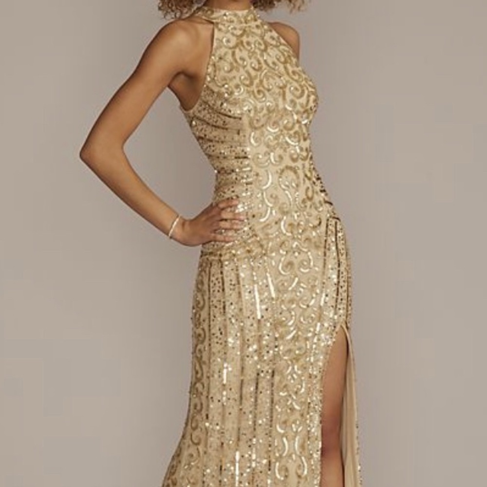 David’s Bridal Gold Gown
